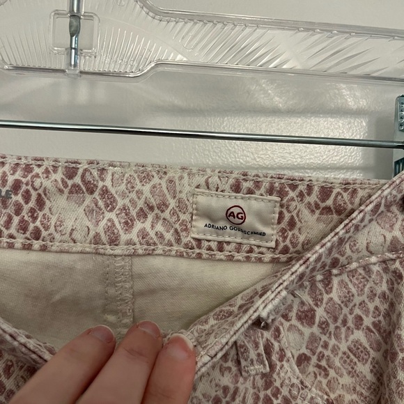 AG Jeans The Farrah Snake Print Skinny Jeans Pink Cream size 28 - Picture 12 of 14